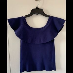 Parker Womens Royal Blue Ruffle Top, size M